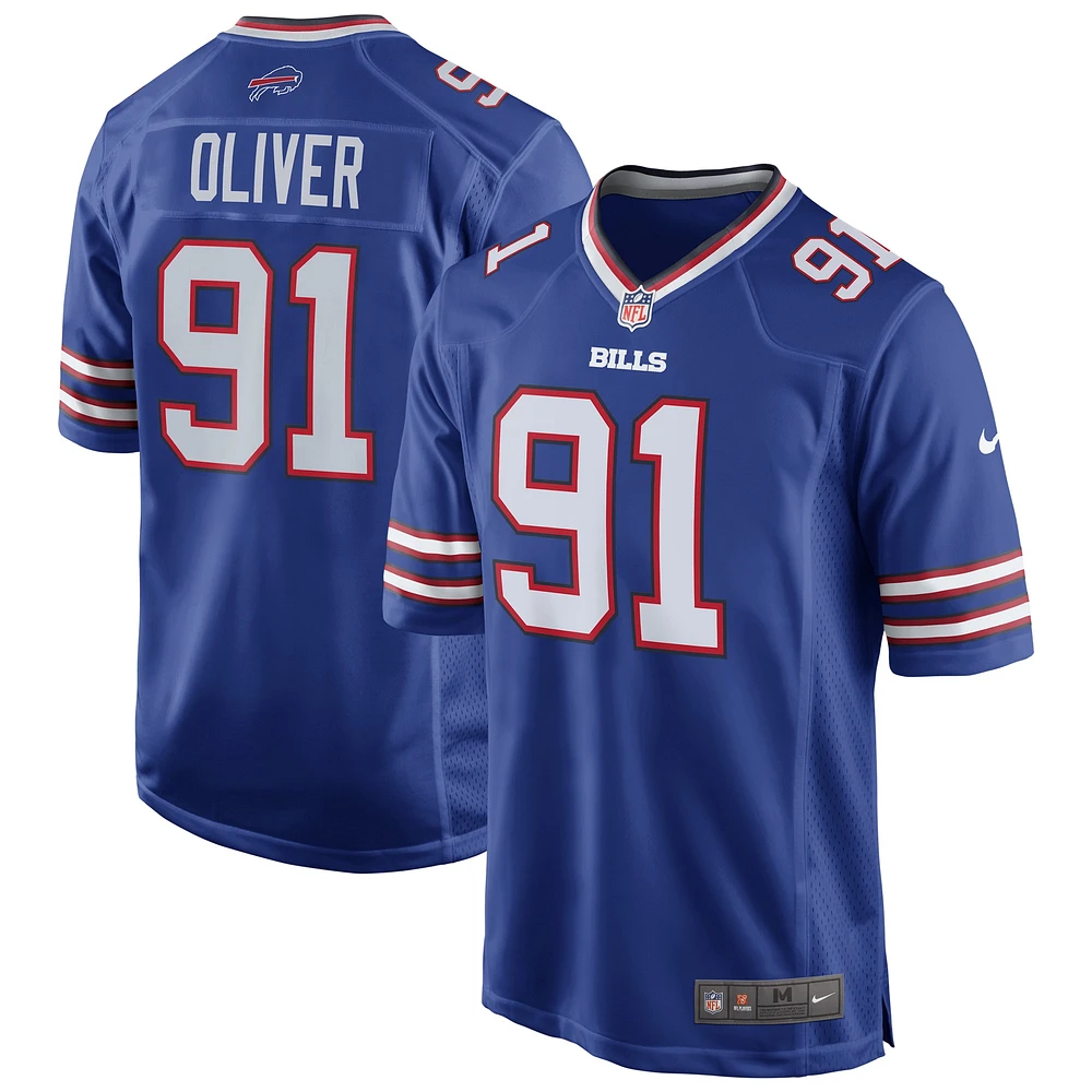 Maillot de joueur jeu d'équipe Nike Ed Oliver Royal Buffalo Bills pour homme