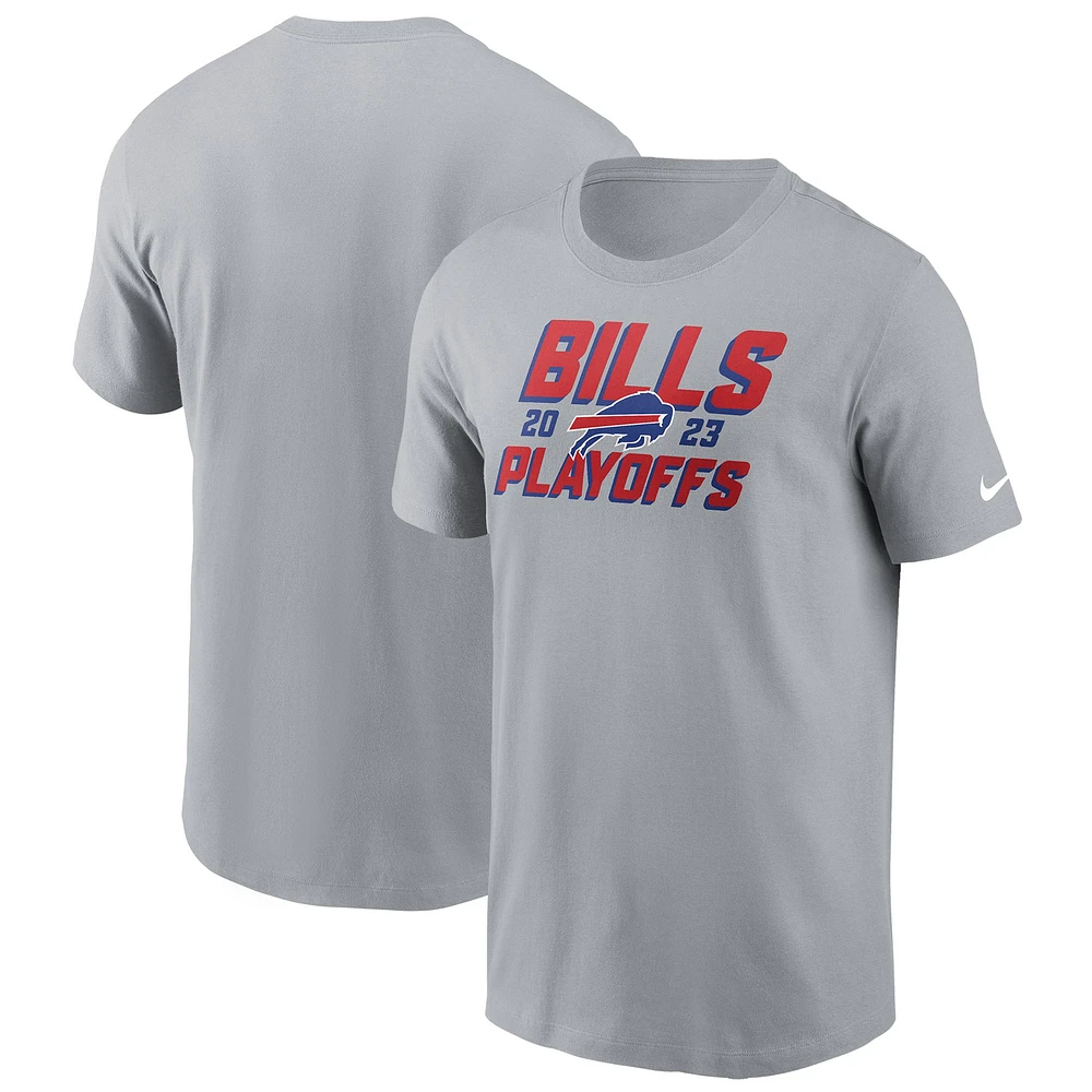 Men's Nike Gray Buffalo Bills 2023 NFL Playoffs Iconic T-Shirt