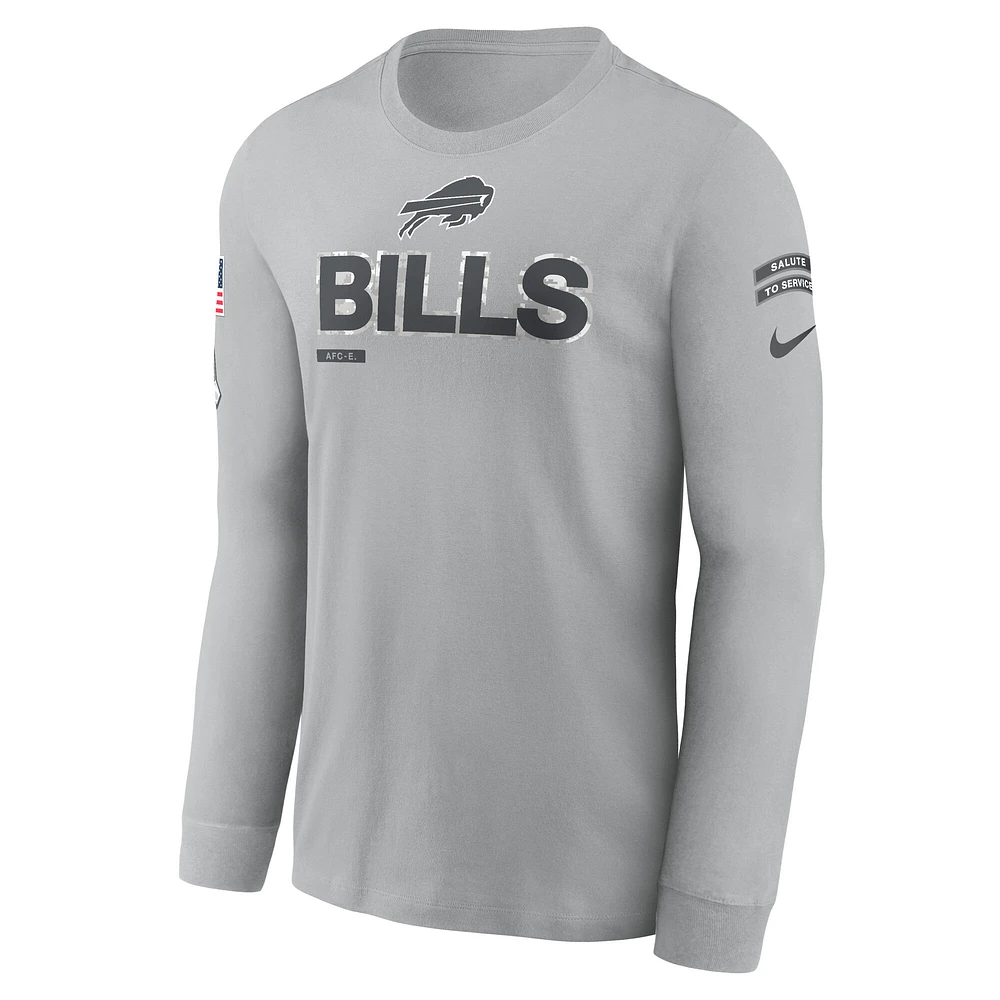 Men's Nike Gray Buffalo Bills 2024 Salute To Service Long Sleeve T-Shirt