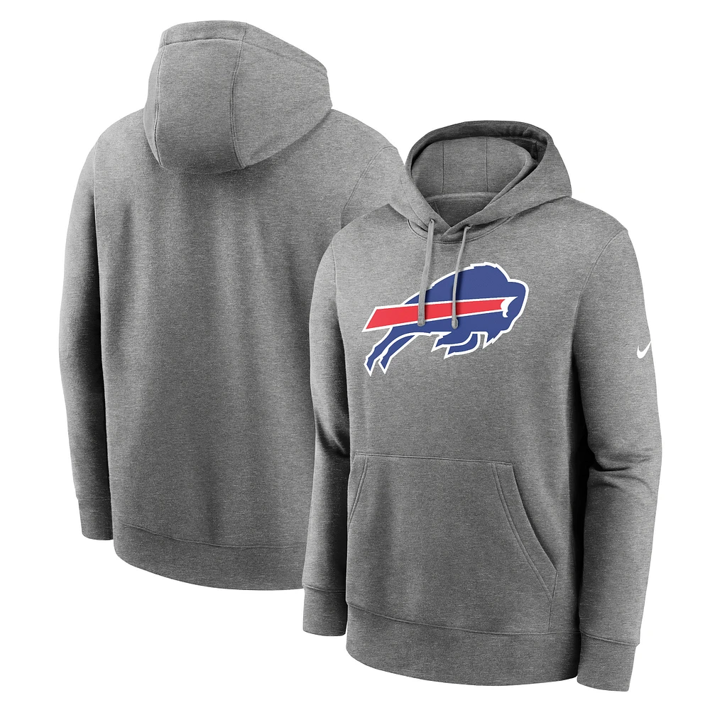 Men's Nike  Heather Charcoal Buffalo Bills Big & Tall Rewind Club Fleece Pullover Hoodie