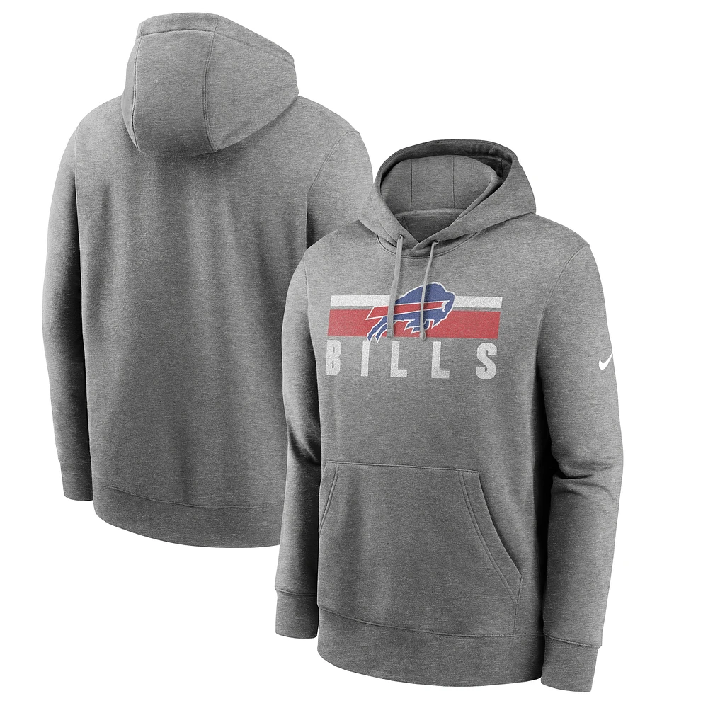 Men's Nike Heather Charcoal Buffalo Bills Club Fleece Pullover Hoodie