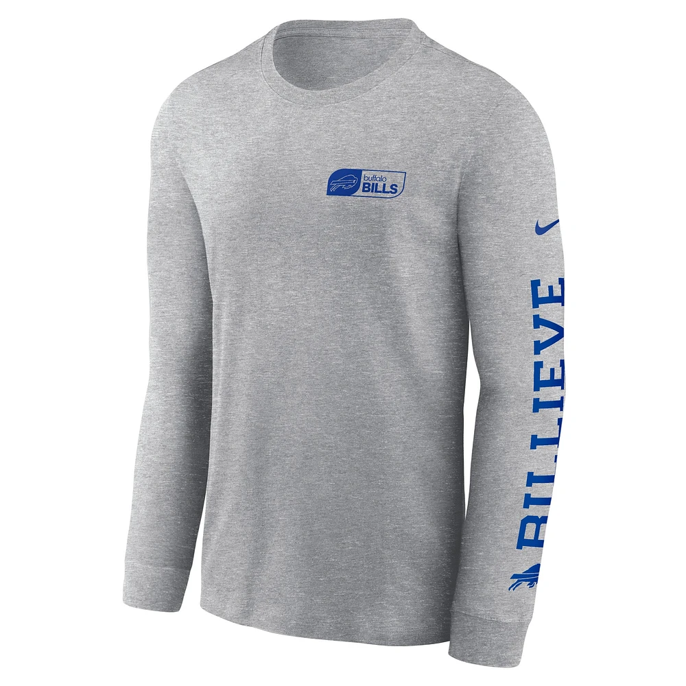 Men's Nike Heather Gray Buffalo Bills All Out Long Sleeve T-Shirt