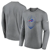 T-shirt à manches longues Nike gris chiné Buffalo Bills Legend Icon pour homme