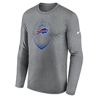 T-shirt à manches longues Nike gris chiné Buffalo Bills Legend Icon pour homme