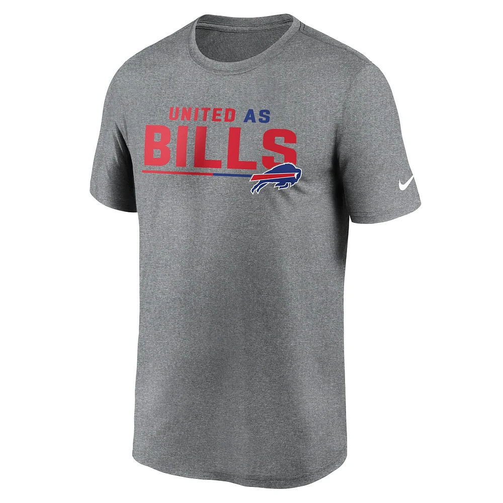 T-shirt de performance Nike Buffalo Bills Legend Team Shoutout pour homme, gris chiné