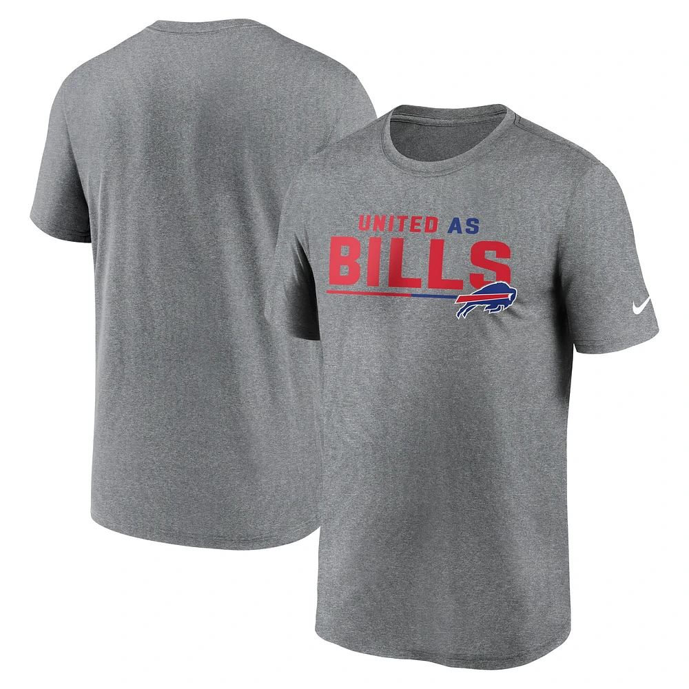 T-shirt de performance Nike Buffalo Bills Legend Team Shoutout pour homme, gris chiné