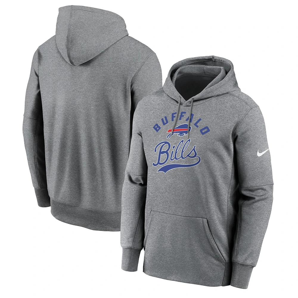 Men's Nike Heather Gray Buffalo Bills Performance Fleece Pullover Hoodie