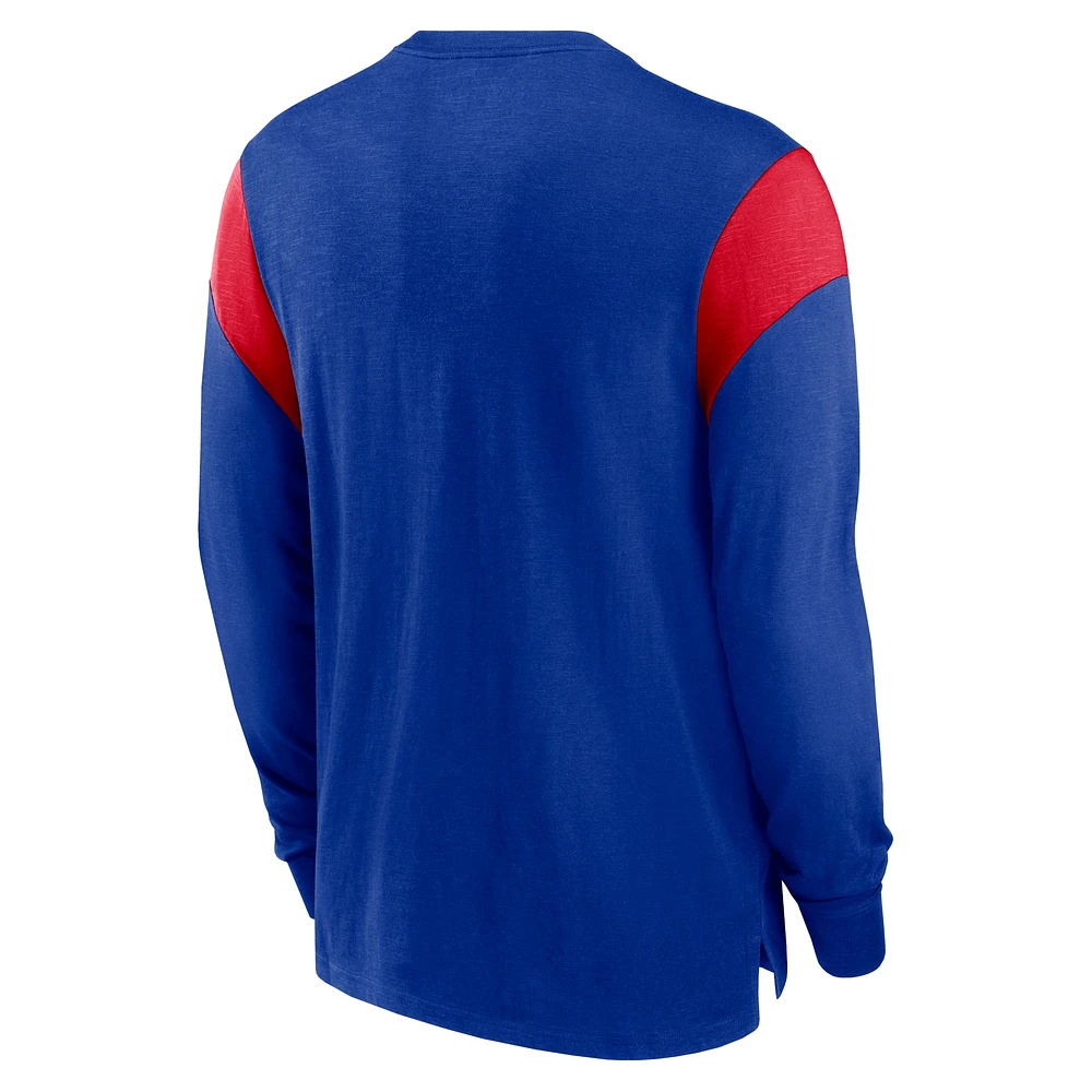 Men's Nike Heather Royal Buffalo Bills Rewind Playback Helmet Long Sleeve T-Shirt