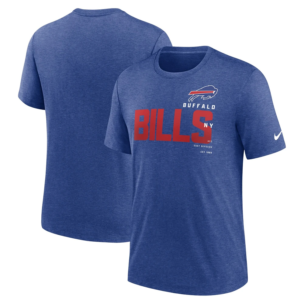 Men's Nike Heather Royal Buffalo Bills Team Tri-Blend T-Shirt