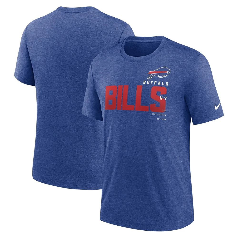 T-shirt Nike Heather Royal Buffalo Bills Team Tri-Blend pour Homme