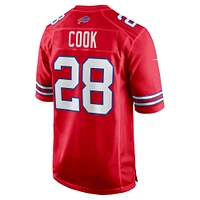 Maillot Nike James Cook pour hommes, rouge, Buffalo Bills, jeu alternatif