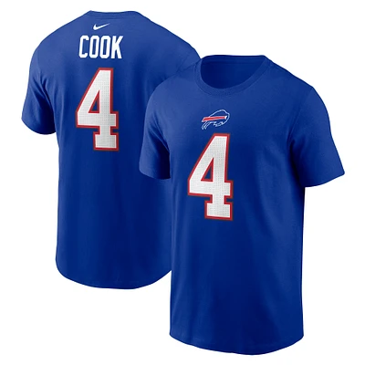 T-shirt Nike James Cook Royal Buffalo Bills pour homme avec nom et numéro