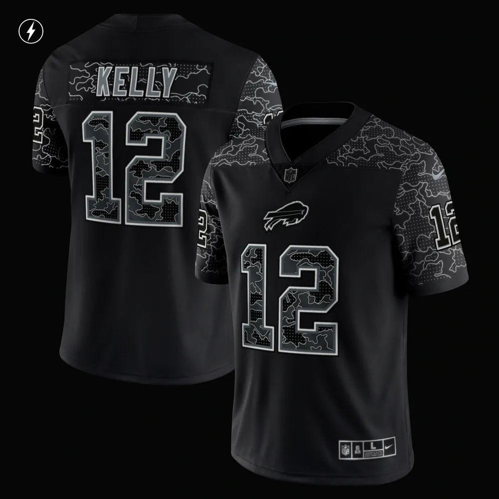 Nike Men's Nike Jim Kelly Black Buffalo Bills Retired Player RFLCTV Limited  Jersey