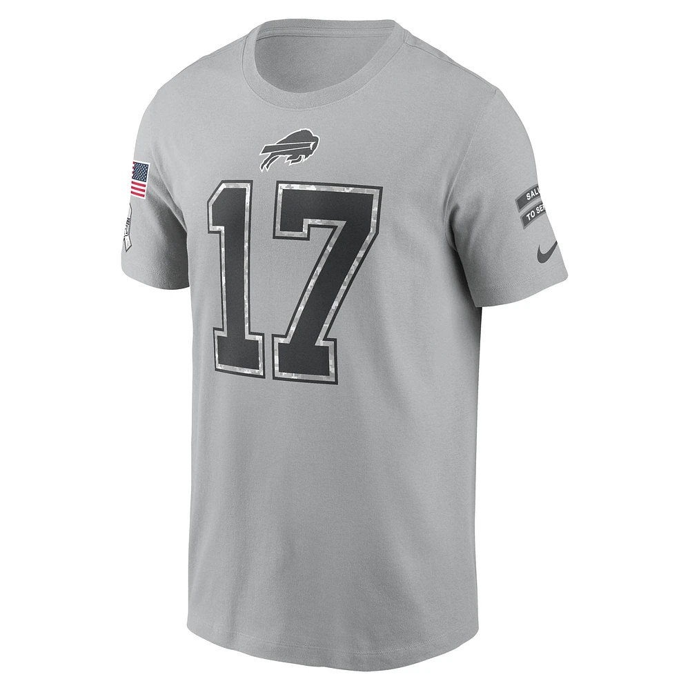 Men's Nike Josh Allen Gray Buffalo Bills 2024 Salute To Service Name & Number T-Shirt