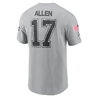 Men's Nike Josh Allen Gray Buffalo Bills 2024 Salute To Service Name & Number T-Shirt