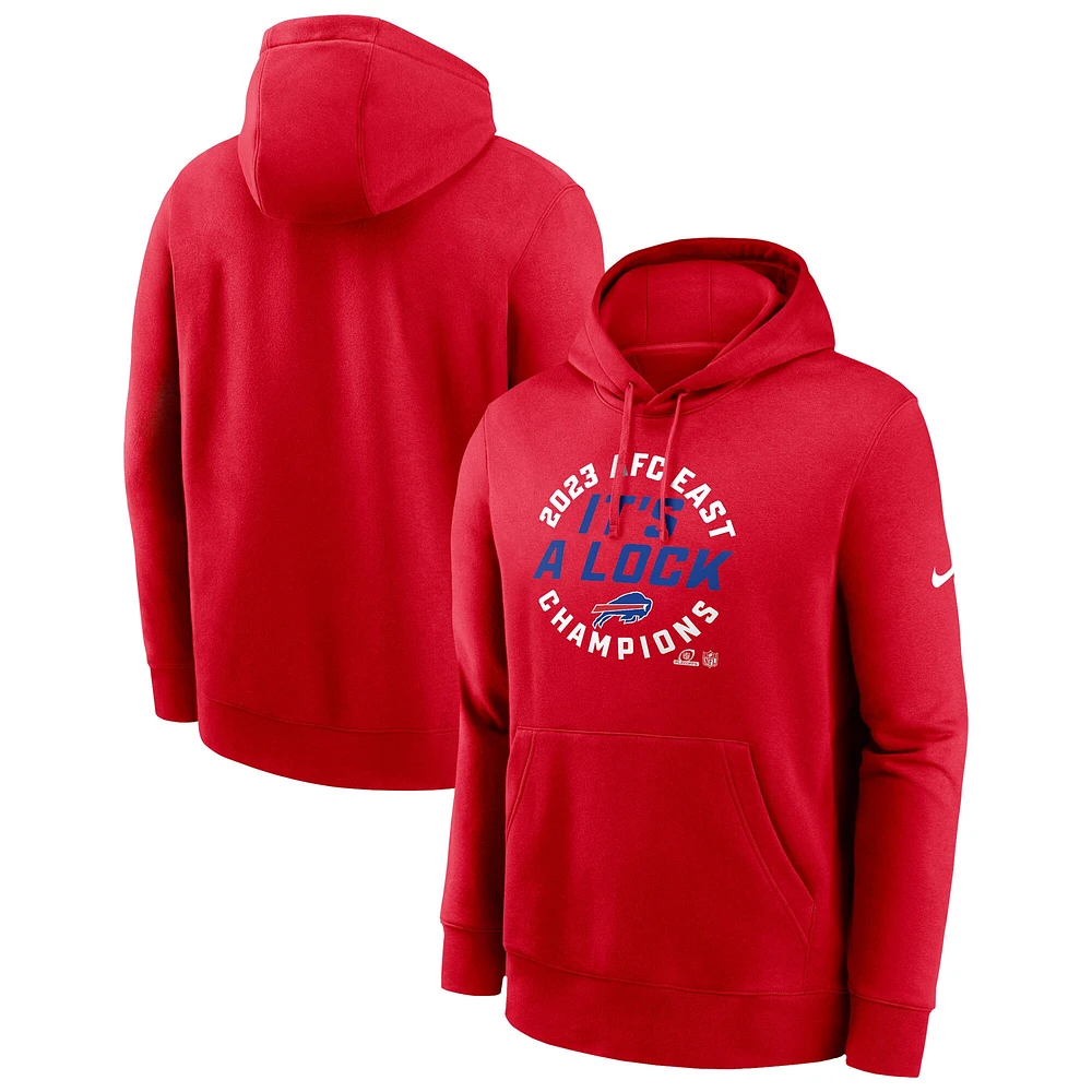 Sweat à capuche Nike Red Buffalo Bills 2023 AFC East Division Champions Locker Room Trophy Collection Club pour homme