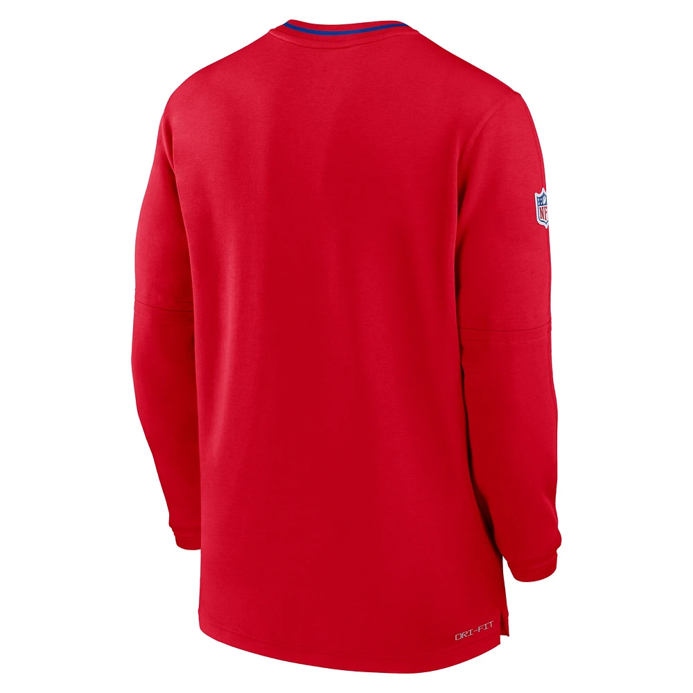Sweat-shirt Nike Red Buffalo Bills Coach à demi-zip pour homme