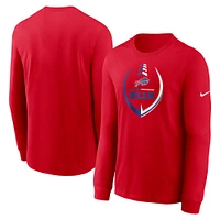 Men's Nike Red Buffalo Bills Icon Legend Long Sleeve Performance T-Shirt