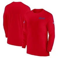 T-shirt à manches longues Nike Buffalo Bills Sideline Coach UV Performance pour homme, rouge