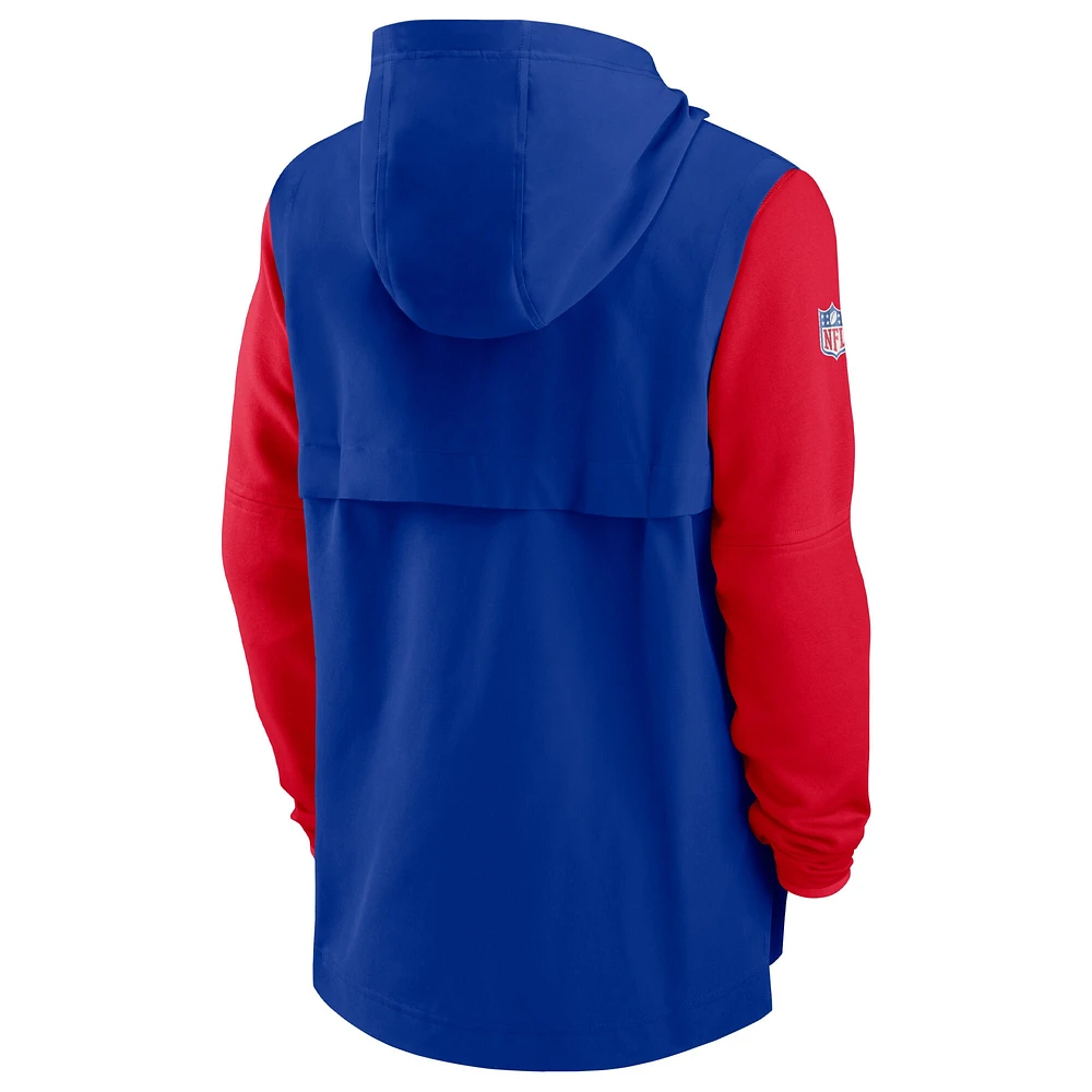 Men's Nike Royal/Red Buffalo Bills Sideline Player Quarter-Zip Hoodie