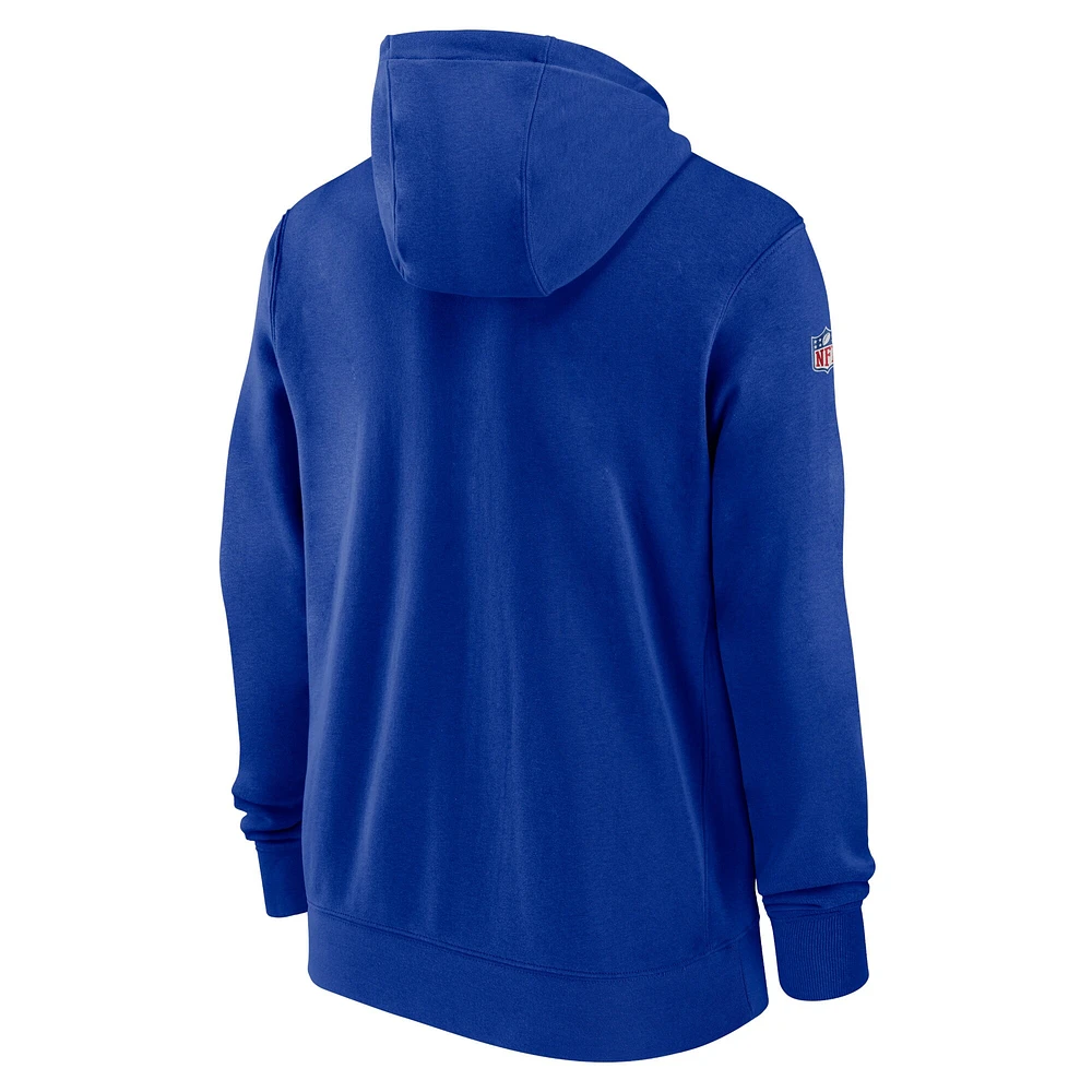 Sweat à capuche entièrement zippé Nike Royal Buffalo Bills 2023/24 Sideline Club pour homme