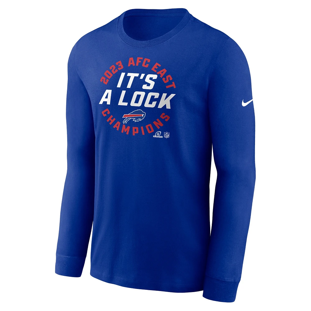 T-shirt à manches longues Nike Royal Buffalo Bills 2023 AFC East Division Champions Locker Room Trophy Collection pour homme