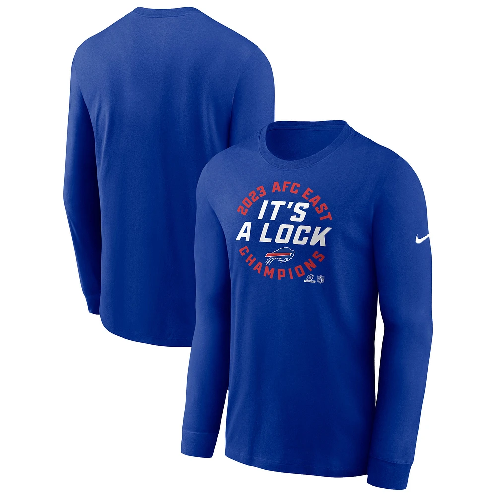 T-shirt à manches longues Nike Royal Buffalo Bills 2023 AFC East Division Champions Locker Room Trophy Collection pour homme