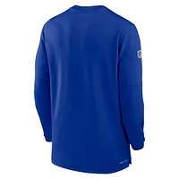 Haut Nike Royal Buffalo Bills 2023 Sideline Performance à manches longues et tri-mélange avec fermeture éclair quart pour homme