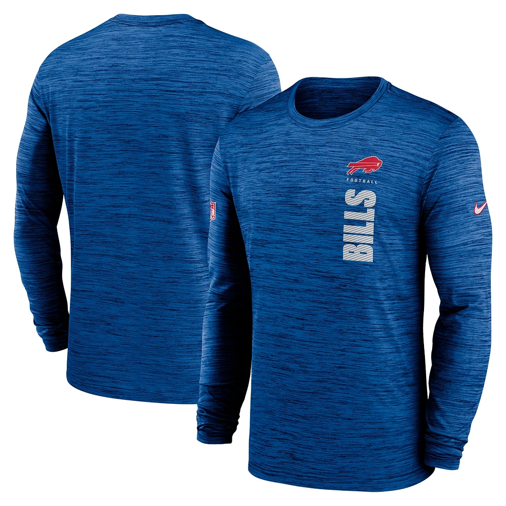 T-shirt à manches longues Nike Royal Buffalo Bills 2024 Sideline Velocity Performance pour homme