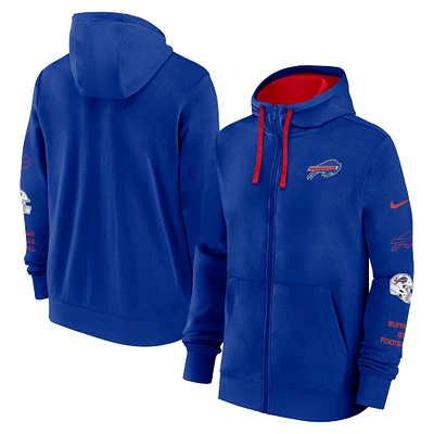 Veste à capuche entièrement zippée Nike Royal Buffalo Bills Club pour homme