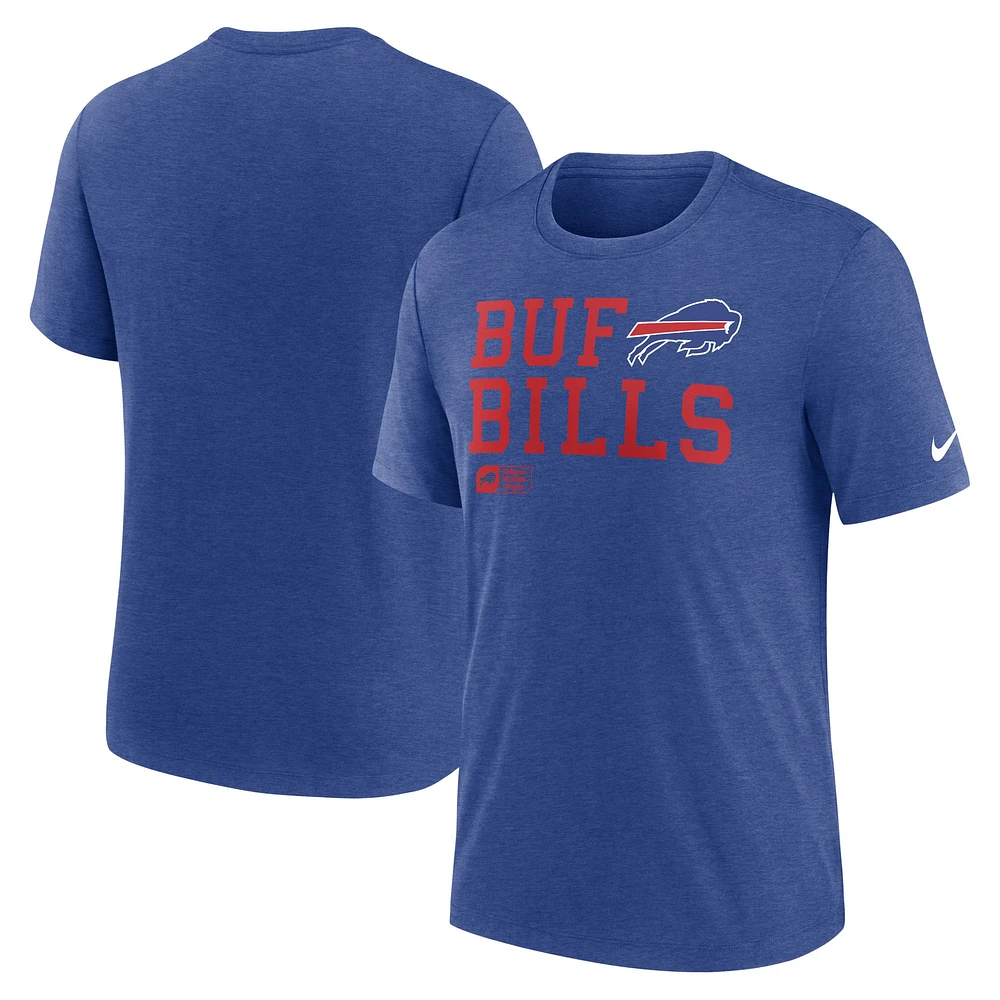 Men's Nike Royal Buffalo Bills Overlap Lockup Tri-Blend T-Shirt