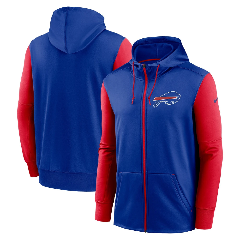 Sweat à capuche entièrement zippé Nike Royal Buffalo Bills Performance pour Homme