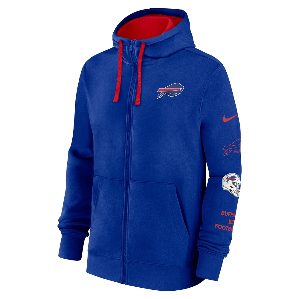 Men's Nike Royal Buffalo Bills Primetime Club Full-Zip Hoodie