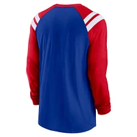 T-shirt à manches longues raglan arc classique Nike Royal Buffalo Bills Rewind pour homme