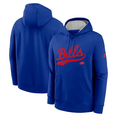 Sweat à capuche Nike Royal Buffalo Bills Rewind Club Logo pour homme