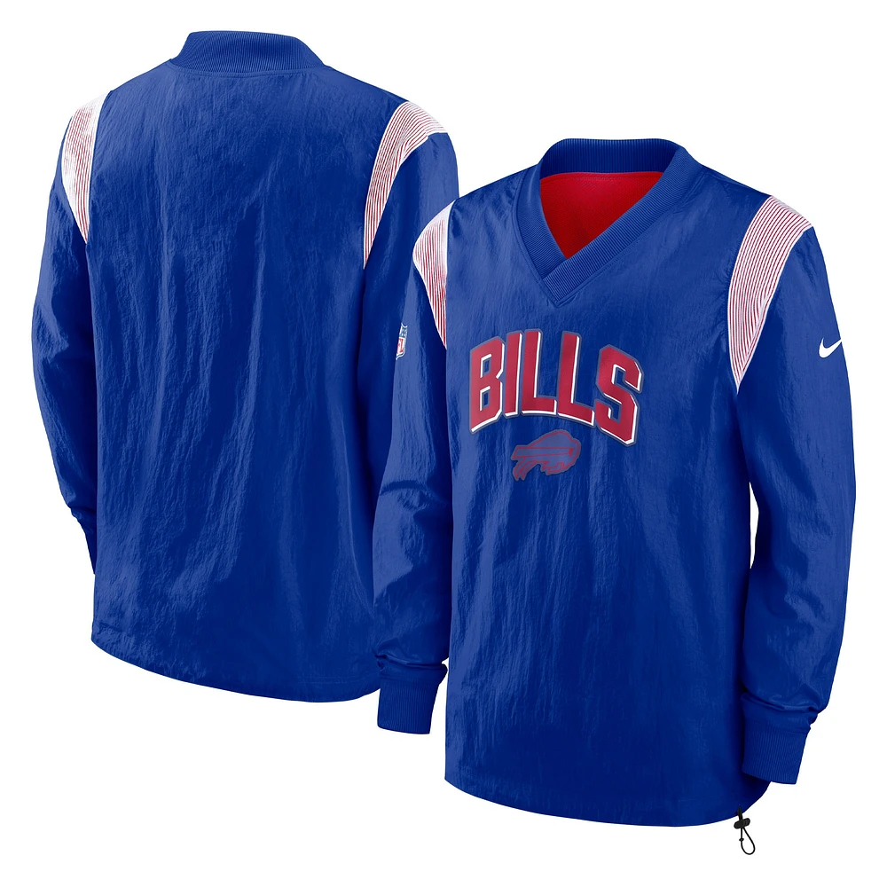 Men's Nike Royal Buffalo Bills Sideline Athletic Stack V-Neck Pullover Windshirt Jacket