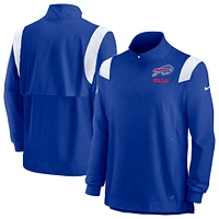 Haut à manches longues et fermeture Éclair quart de finale Nike Royal Buffalo Bills Sideline Coach Chevron Lockup pour homme