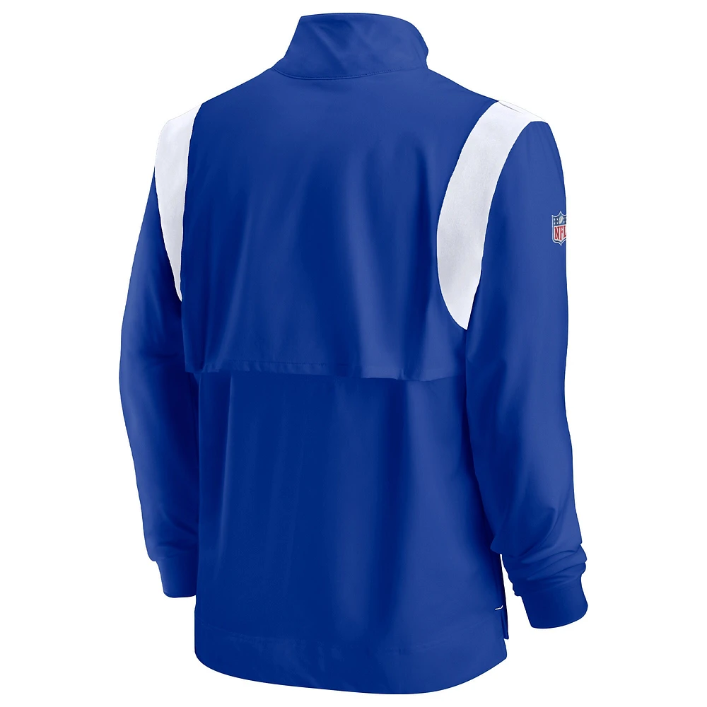 Haut à manches longues et fermeture Éclair quart de finale Nike Royal Buffalo Bills Sideline Coach Chevron Lockup pour homme