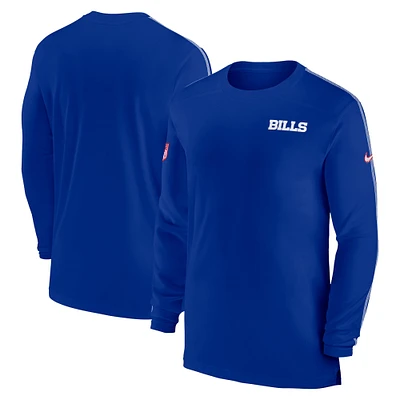 T-shirt à manches longues Nike Royal Buffalo Bills Sideline Coach UV Performance pour homme