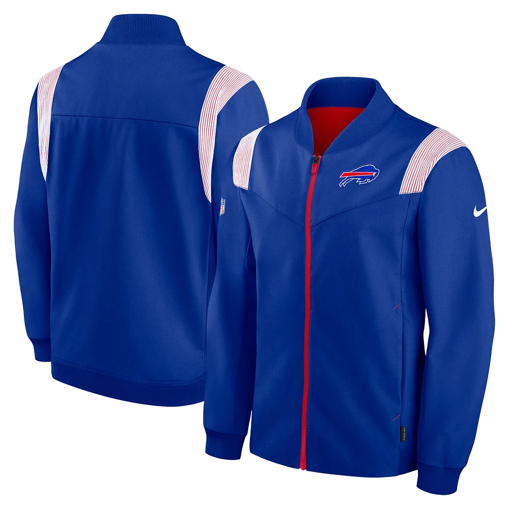 Veste bomber entièrement zippée Nike Royal Buffalo Bills Sideline Coaches pour homme