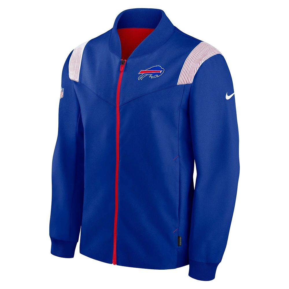 Veste bomber entièrement zippée Nike Royal Buffalo Bills Sideline Coaches pour homme