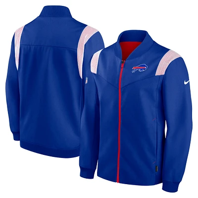 Veste bomber entièrement zippée Nike Royal Buffalo Bills Sideline Coaches pour homme