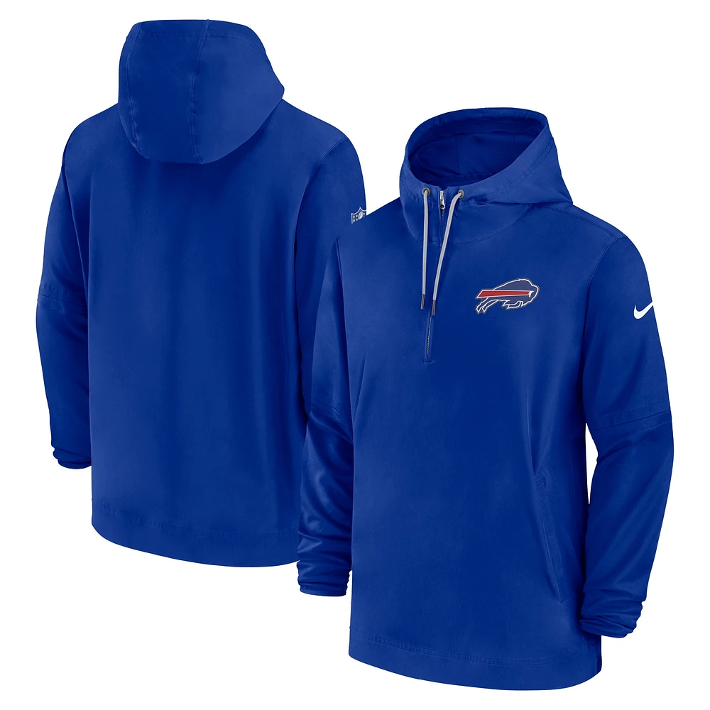 Sweat à capuche demi-zip Nike Royal Buffalo Bills Sideline pour homme