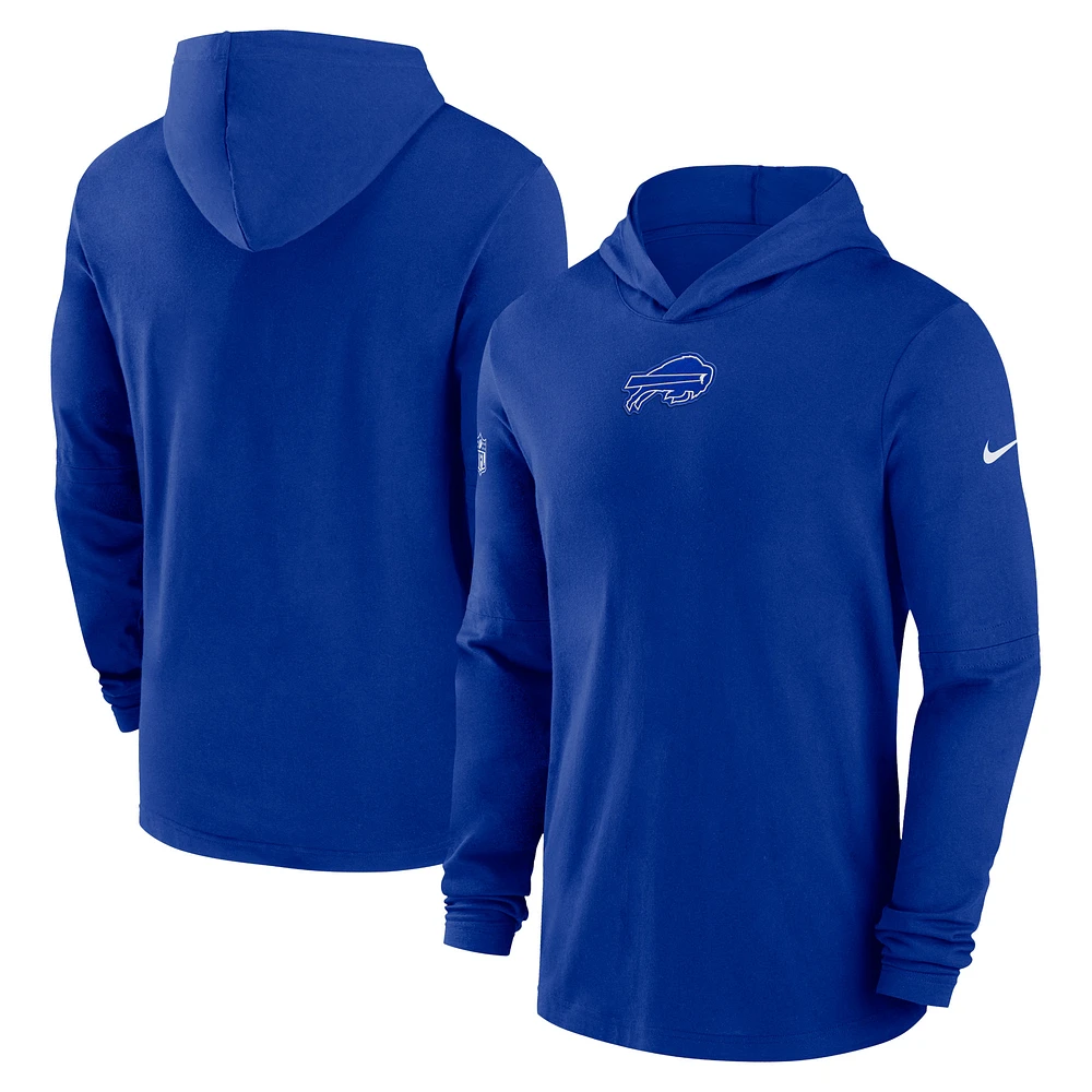 T-shirt à capuche manches longues Nike Royal Buffalo Bills Sideline Performance pour homme