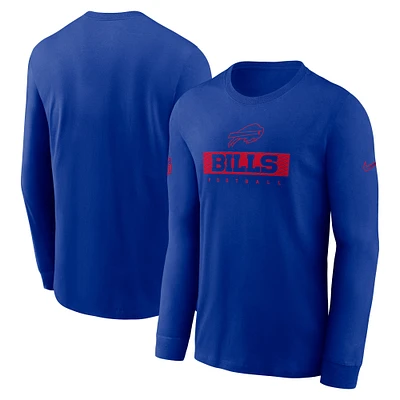 T-shirt à manches longues Nike Royal Buffalo Bills Sideline Performance pour homme