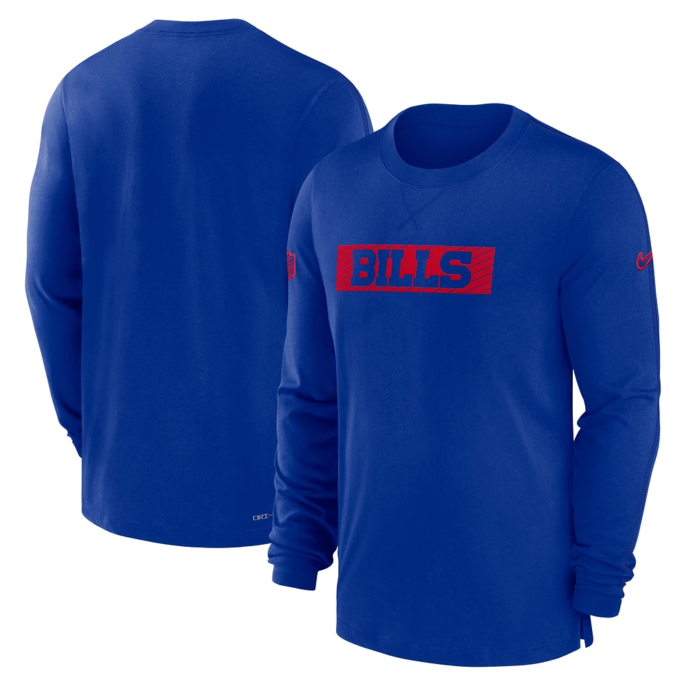 T-shirt à manches longues Nike Royal Buffalo Bills Sideline Player Performance pour homme