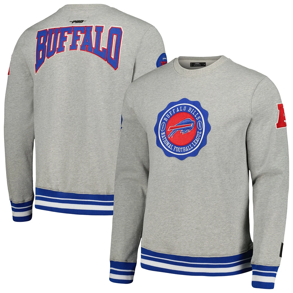 Men's Pro Standard Heather Gray Buffalo Bills Crest Emblem Pullover Sweatshirt