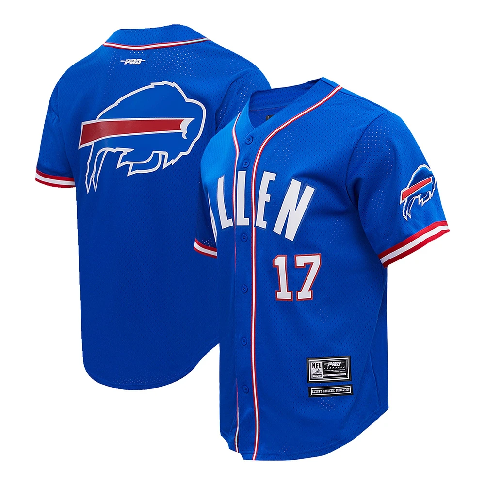 T-shirt boutonné de baseball en maille Pro Standard Josh Allen Royal Buffalo Bills pour hommes