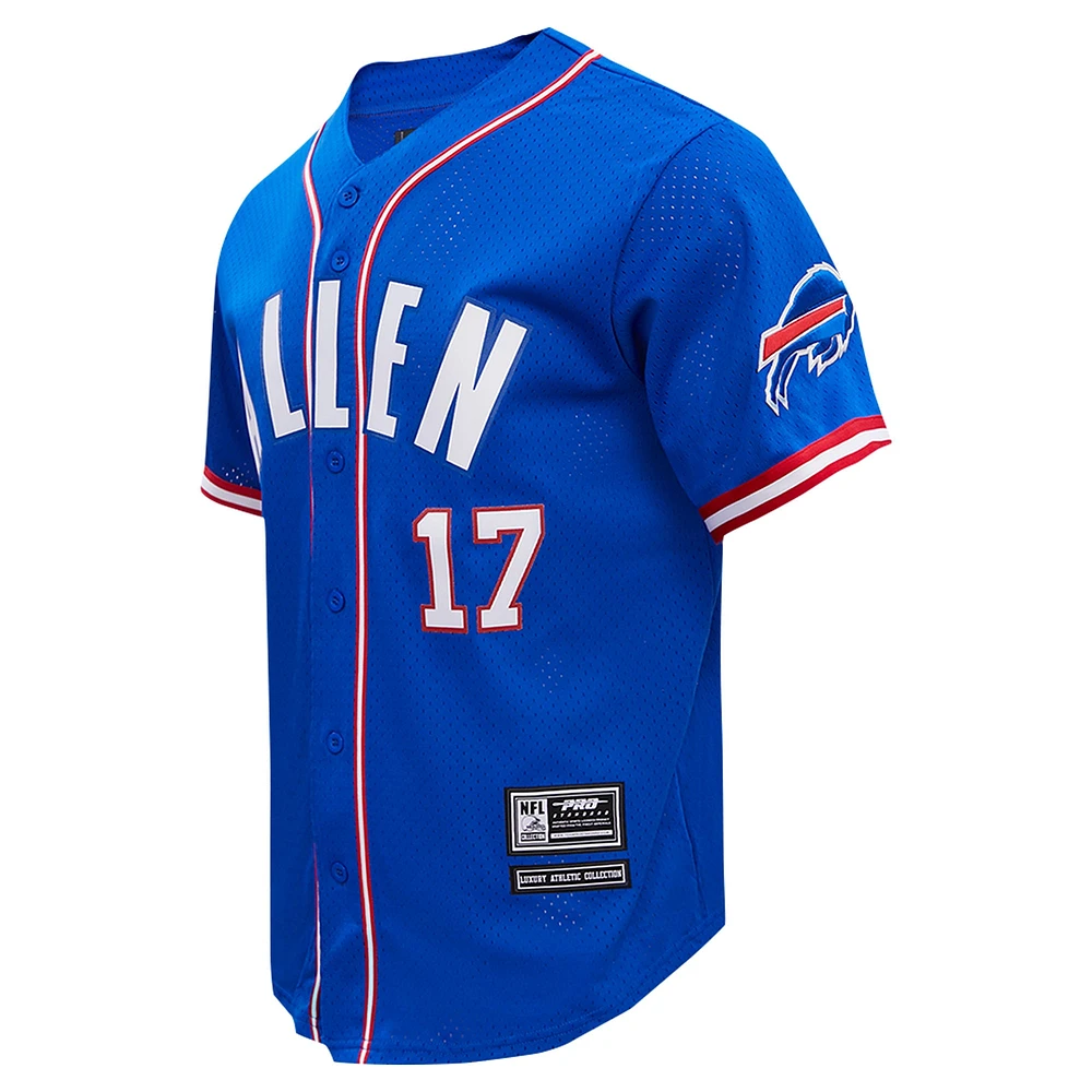 Men's Pro Standard Josh Allen Royal Buffalo Bills Mesh Button-Up Baseball Jersey