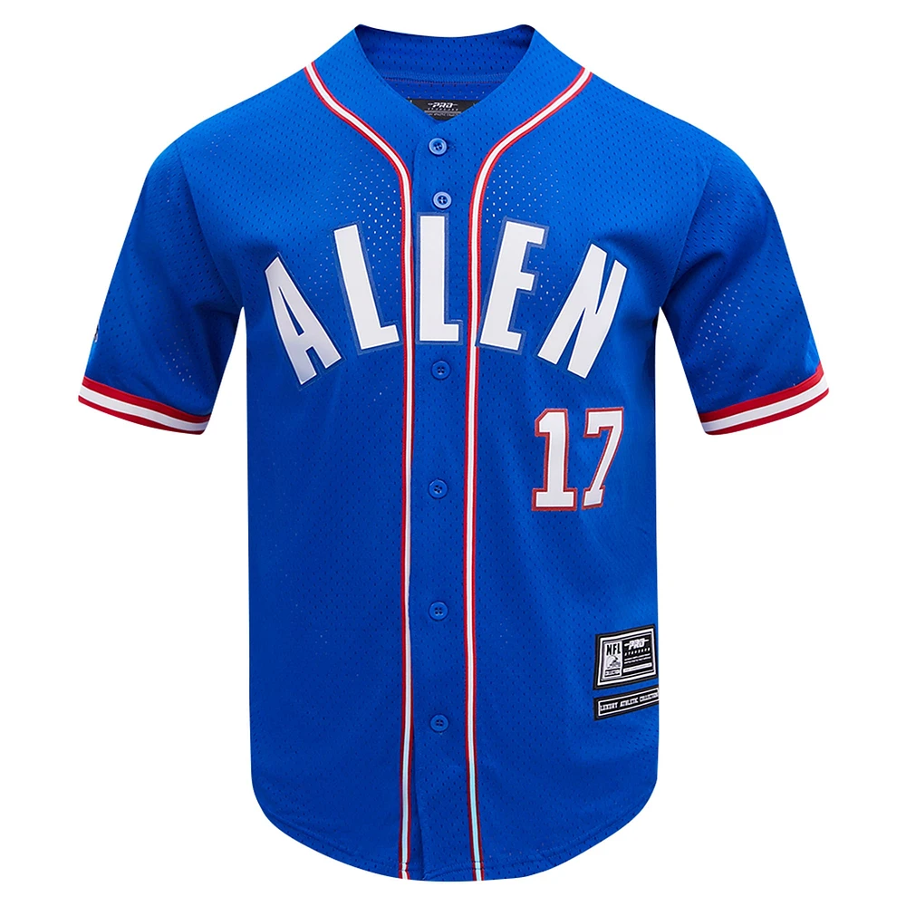 Men's Pro Standard Josh Allen Royal Buffalo Bills Mesh Button-Up Baseball Jersey